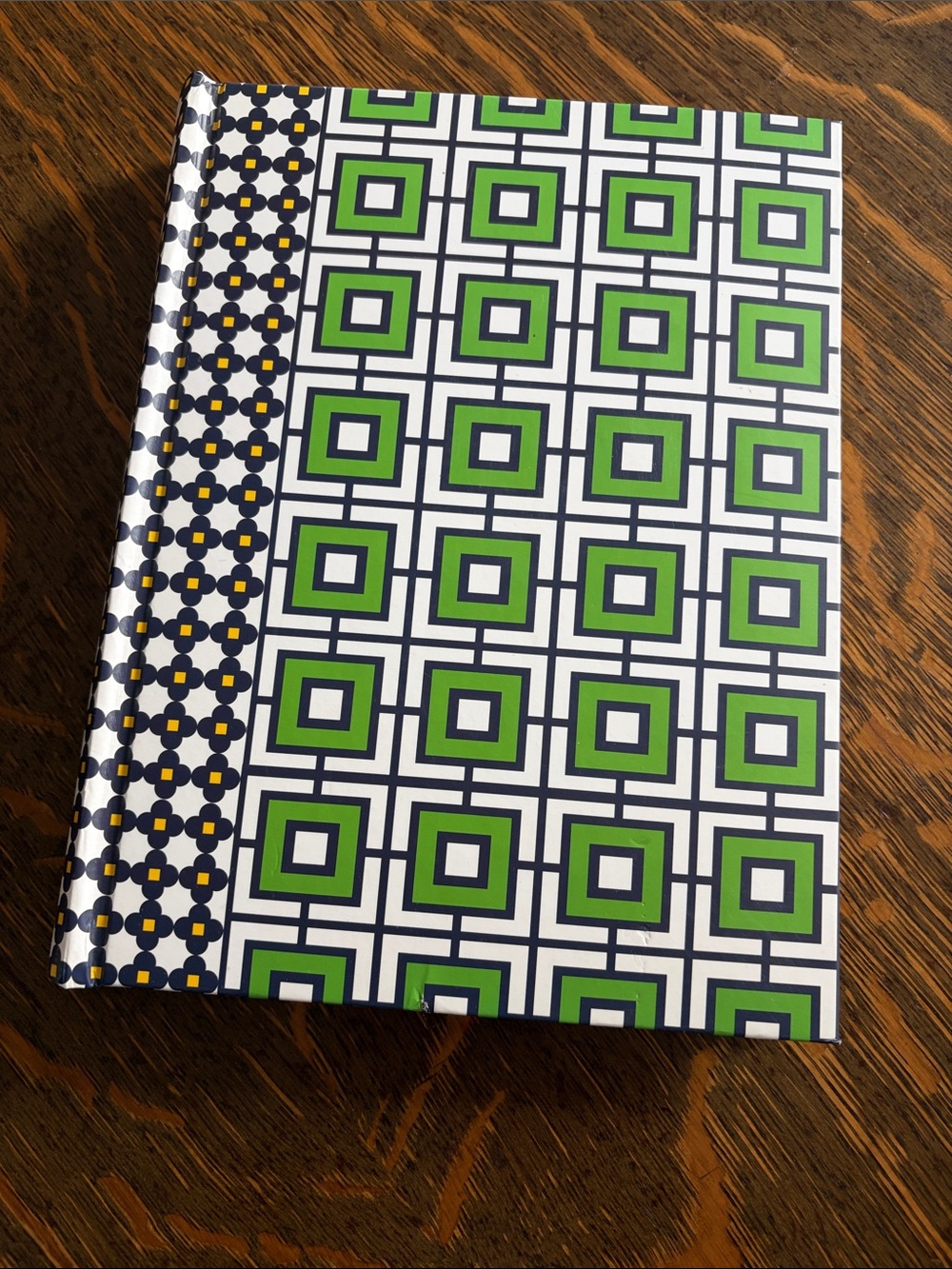 Jonathan Adler Geometric Pattern Hardcover photo album- Green & Navy